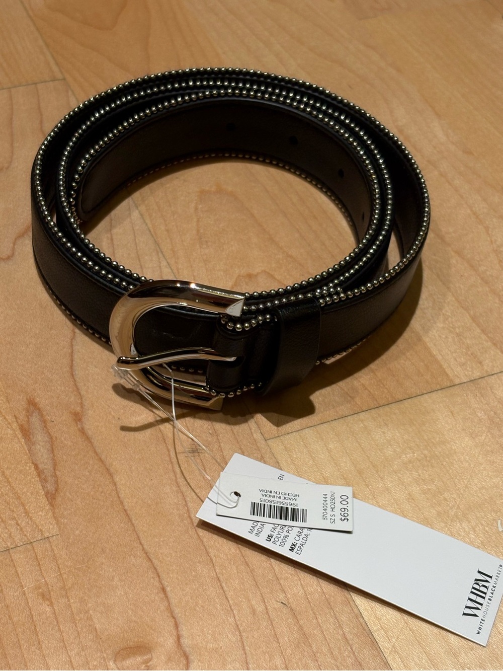 White House Black Market - Ball chain trimmed belt, Women’s, Black, size S